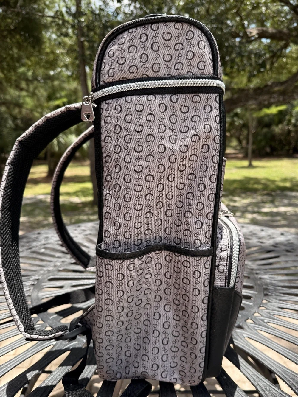 GUESS Lottie Travel XL Backpack Monogram Gray Black